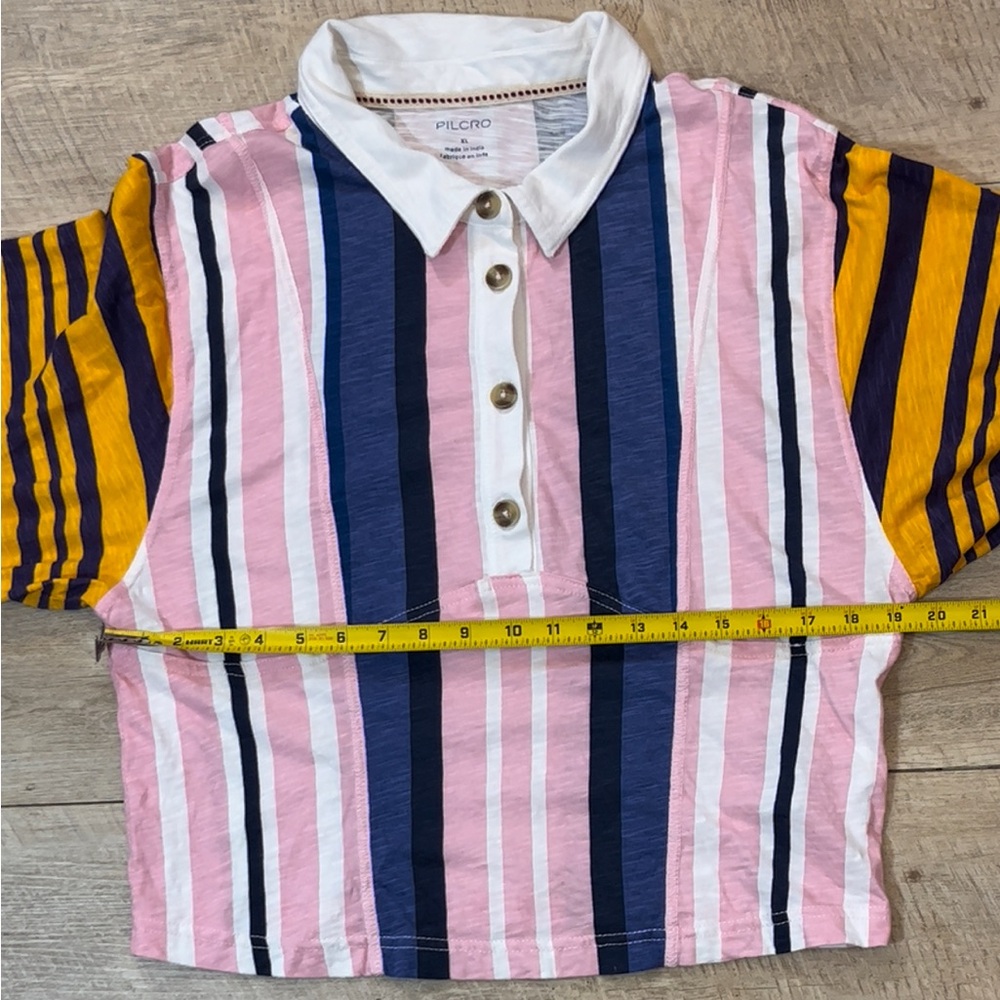 Anthropologie Pilcro Women’s Rugby Polo Wide 3/4 Sleeves Top Size XL - Picture 8 of 10